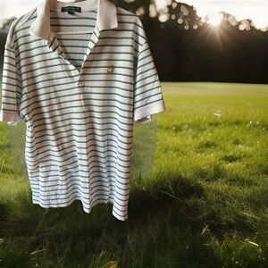 Masters Collection Men's Short Sleeve Striped Golf Polo Shirt Size L Pima